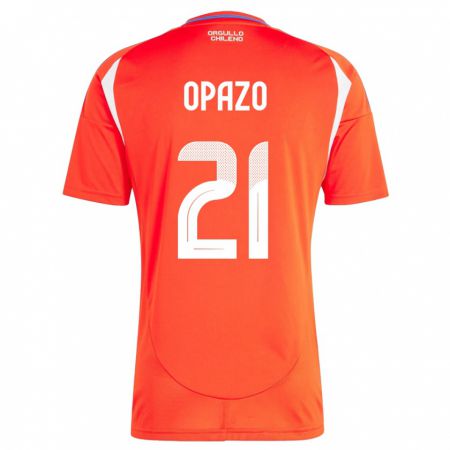 Kandiny Női Chile Diego Opazo #21 Piros Hazai Jersey 24-26 Mez Póló Ing