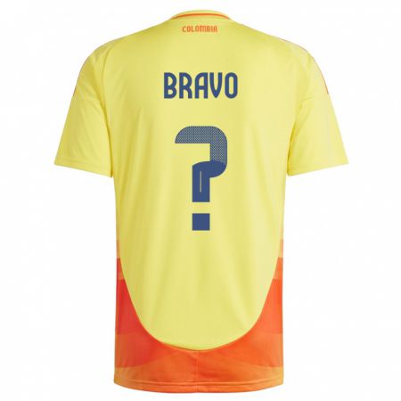 Kandiny Női Kolumbia Pedro Bravo #0 Sárga Hazai Jersey 24-26 Mez Póló Ing