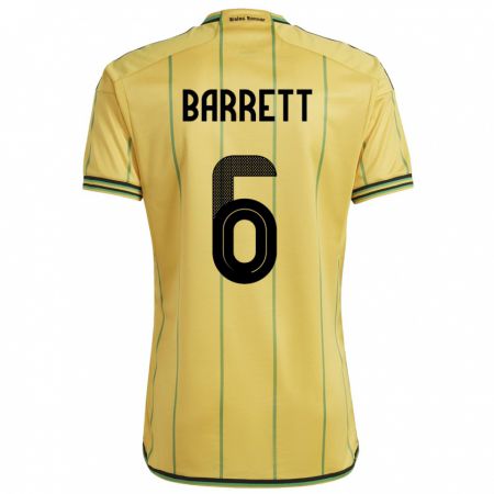 Kandiny Női Jamaica Ronaldo Barrett #6 Sárga Hazai Jersey 24-26 Mez Póló Ing