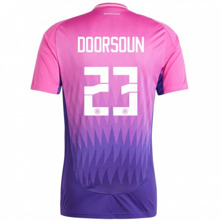 Kandiny Női Németország Sara Doorsoun #23 Pink Lila Idegenbeli Jersey 24-26 Mez Póló Ing