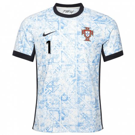 Kandiny Női Portugália Goncalo Ribeiro #1 Krémkék Idegenbeli Jersey 24-26 Mez Póló Ing