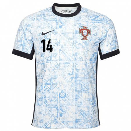 Kandiny Női Portugália Rodrigo Conceicao #14 Krémkék Idegenbeli Jersey 24-26 Mez Póló Ing