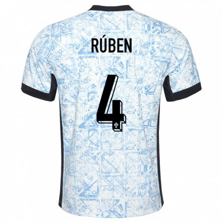 Kandiny Női Portugália Ruben Dias #4 Krémkék Idegenbeli Jersey 24-26 Mez Póló Ing