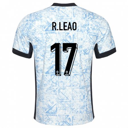 Kandiny Női Portugália Rafael Leao #17 Krémkék Idegenbeli Jersey 24-26 Mez Póló Ing