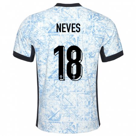 Kandiny Női Portugália Ruben Neves #18 Krémkék Idegenbeli Jersey 24-26 Mez Póló Ing