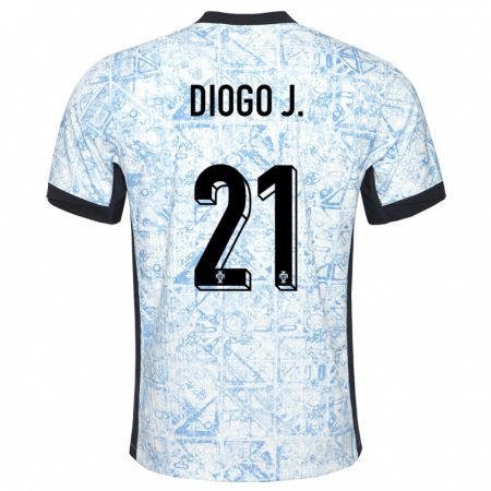 Kandiny Női Portugália Diogo Jota #21 Krémkék Idegenbeli Jersey 24-26 Mez Póló Ing