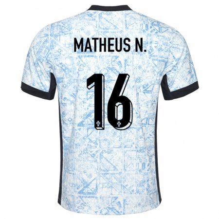 Kandiny Női Portugália Matheus Nunes #16 Krémkék Idegenbeli Jersey 24-26 Mez Póló Ing