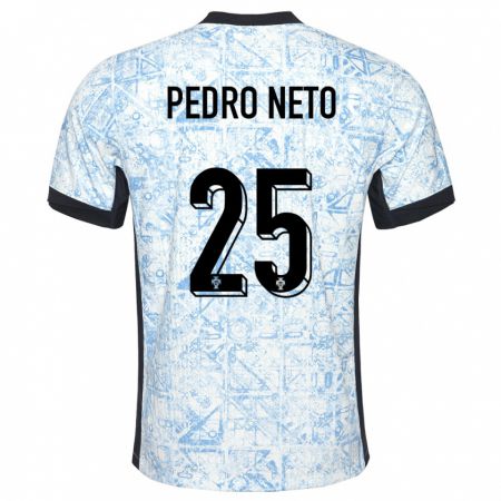 Kandiny Női Portugália Pedro Neto #25 Krémkék Idegenbeli Jersey 24-26 Mez Póló Ing