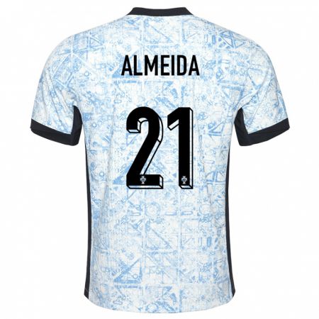 Kandiny Női Portugália Andre Almeida #21 Krémkék Idegenbeli Jersey 24-26 Mez Póló Ing