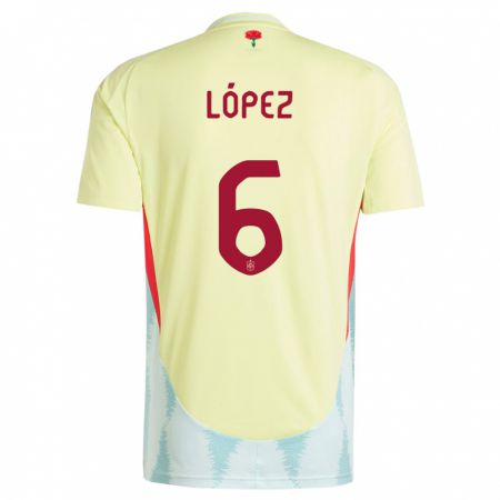 Kandiny Női Spanyolország Maitane Lopez #6 Sárga Idegenbeli Jersey 24-26 Mez Póló Ing