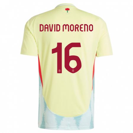 Kandiny Női Spanyolország Antonio David Moreno #16 Sárga Idegenbeli Jersey 24-26 Mez Póló Ing