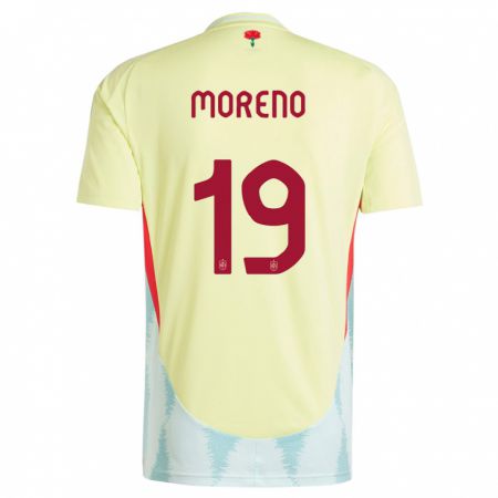 Kandiny Női Spanyolország Victor Moreno #19 Sárga Idegenbeli Jersey 24-26 Mez Póló Ing
