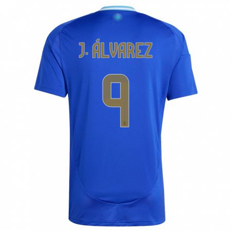 Kandiny Női Argentína Julian Alvarez #9 Kék Idegenbeli Jersey 24-26 Mez Póló Ing