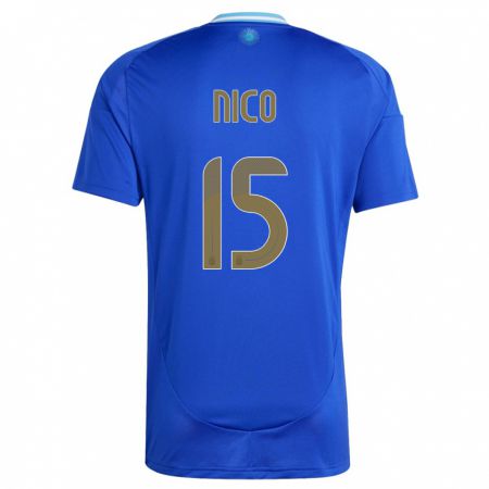 Kandiny Női Argentína Nico  #15 Kék Idegenbeli Jersey 24-26 Mez Póló Ing