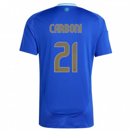 Kandiny Női Argentína Valentin Carboni #21 Kék Idegenbeli Jersey 24-26 Mez Póló Ing