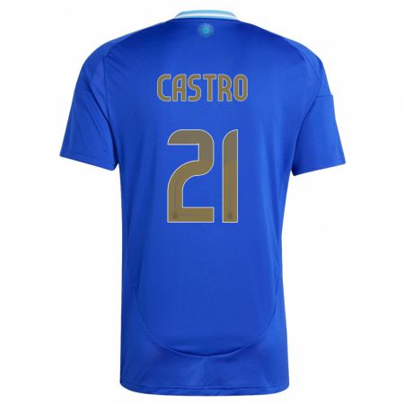 Kandiny Női Argentína Santiago Castro #21 Kék Idegenbeli Jersey 24-26 Mez Póló Ing