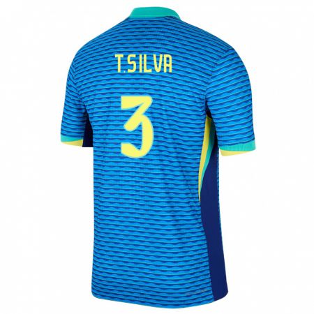 Kandiny Női Brazília Thiago Silva #3 Kék Idegenbeli Jersey 24-26 Mez Póló Ing