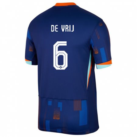 Kandiny Női Hollandia Stefan De Vrij #6 Kék Idegenbeli Jersey 24-26 Mez Póló Ing