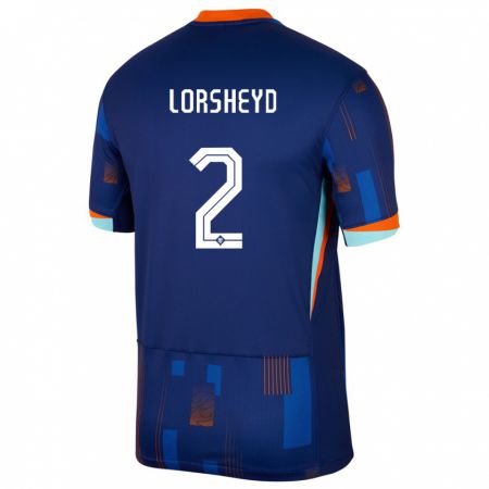 Kandiny Női Hollandia Barbara Lorsheyd #2 Kék Idegenbeli Jersey 24-26 Mez Póló Ing