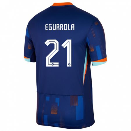 Kandiny Női Hollandia Damaris Egurrola #21 Kék Idegenbeli Jersey 24-26 Mez Póló Ing