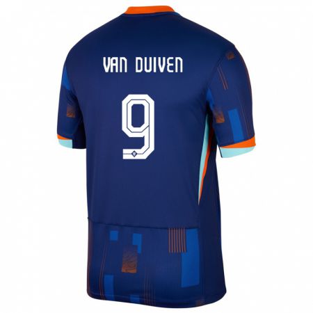 Kandiny Női Hollandia Jason Van Duiven #9 Kék Idegenbeli Jersey 24-26 Mez Póló Ing