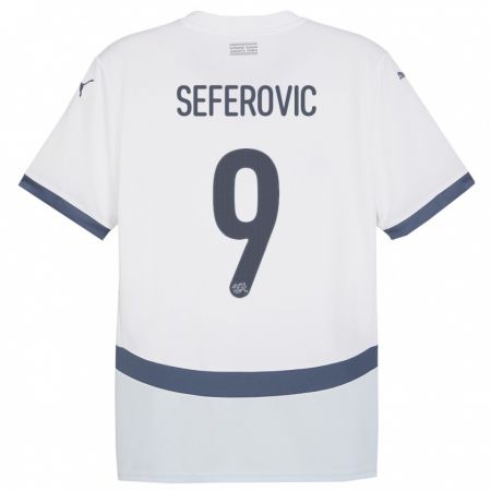 Kandiny Női Svájc Haris Seferovic #9 Fehér Idegenbeli Jersey 24-26 Mez Póló Ing