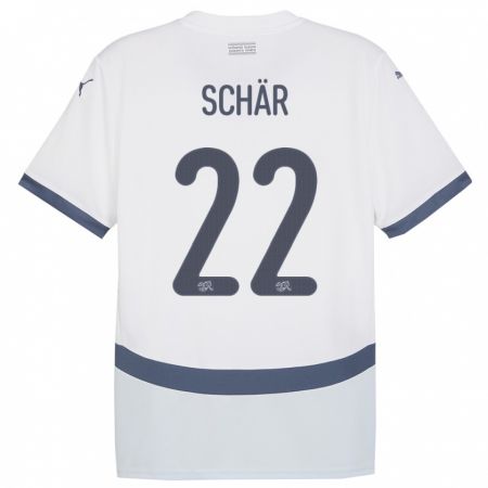 Kandiny Női Svájc Fabian Schar #22 Fehér Idegenbeli Jersey 24-26 Mez Póló Ing