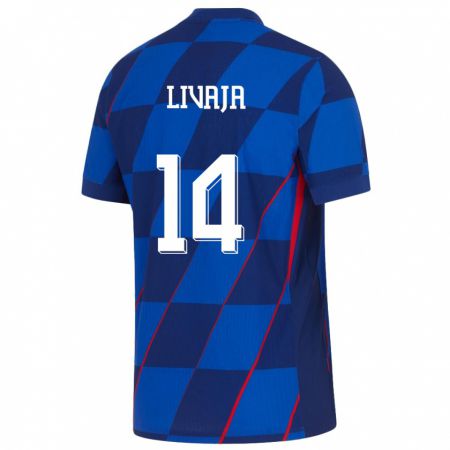 Kandiny Női Horvátország Marko Livaja #14 Kék Idegenbeli Jersey 24-26 Mez Póló Ing