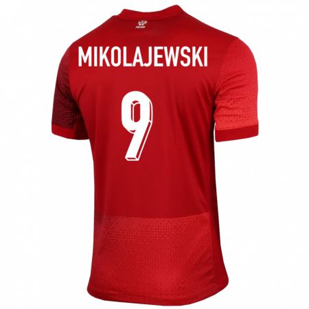 Kandiny Női Lengyelország Daniel Mikolajewski #9 Piros Idegenbeli Jersey 24-26 Mez Póló Ing