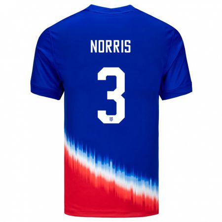 Kandiny Női Egyesült Államok Nolan Norris #3 Kék Idegenbeli Jersey 24-26 Mez Póló Ing