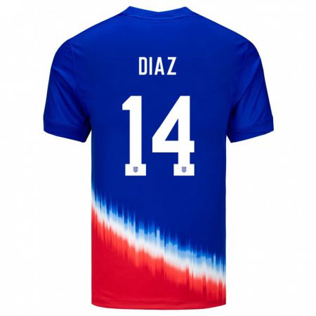 Kandiny Női Egyesült Államok Christian Diaz #14 Kék Idegenbeli Jersey 24-26 Mez Póló Ing