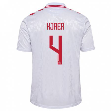 Kandiny Női Dánia Simon Kjaer #4 Fehér Idegenbeli Jersey 24-26 Mez Póló Ing