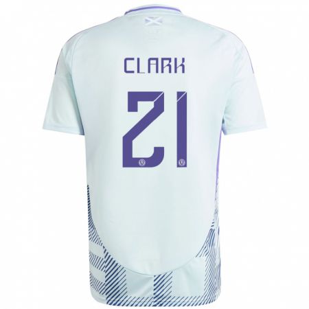 Kandiny Női Skócia Zander Clark #21 Világos Menta Kék Idegenbeli Jersey 24-26 Mez Póló Ing