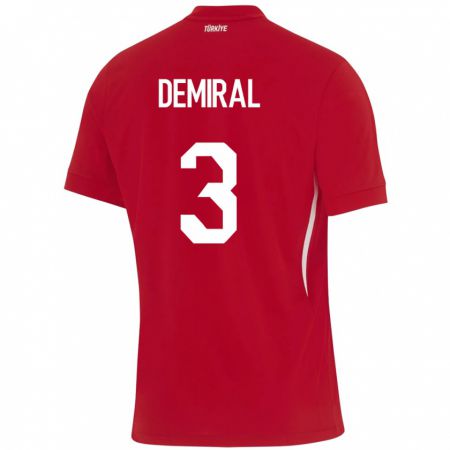 Kandiny Női Törökország Merih Demiral #3 Piros Idegenbeli Jersey 24-26 Mez Póló Ing