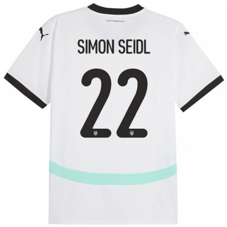 Kandiny Női Ausztria Simon Seidl #22 Fehér Idegenbeli Jersey 24-26 Mez Póló Ing