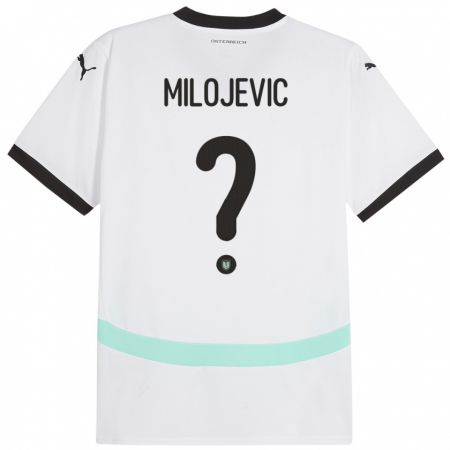 Kandiny Női Ausztria Filip Milojevic #0 Fehér Idegenbeli Jersey 24-26 Mez Póló Ing