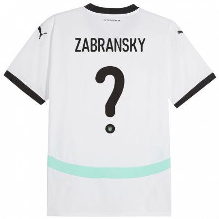 Kandiny Női Ausztria Valentin Zabransky #0 Fehér Idegenbeli Jersey 24-26 Mez Póló Ing