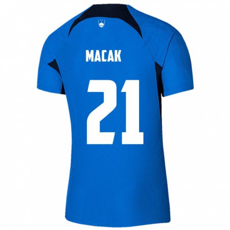 Kandiny Női Szlovénia Lucas Macak #21 Kék Idegenbeli Jersey 24-26 Mez Póló Ing