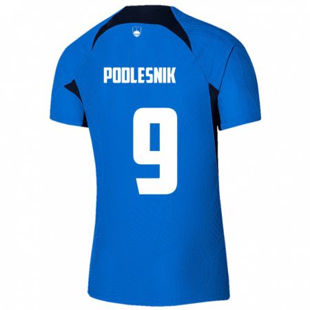 Kandiny Női Szlovénia Nik Podlesnik #9 Kék Idegenbeli Jersey 24-26 Mez Póló Ing