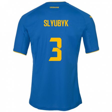 Kandiny Női Ukrajna Bogdan Slyubyk #3 Kék Idegenbeli Jersey 24-26 Mez Póló Ing