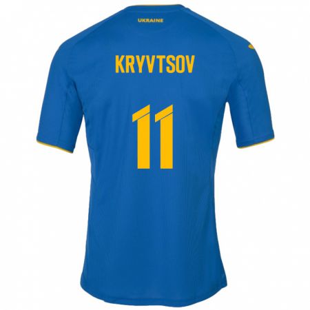 Kandiny Női Ukrajna Nikita Kryvtsov #11 Kék Idegenbeli Jersey 24-26 Mez Póló Ing