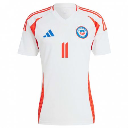 Kandiny Női Chile Eduardo Vargas #11 Fehér Idegenbeli Jersey 24-26 Mez Póló Ing