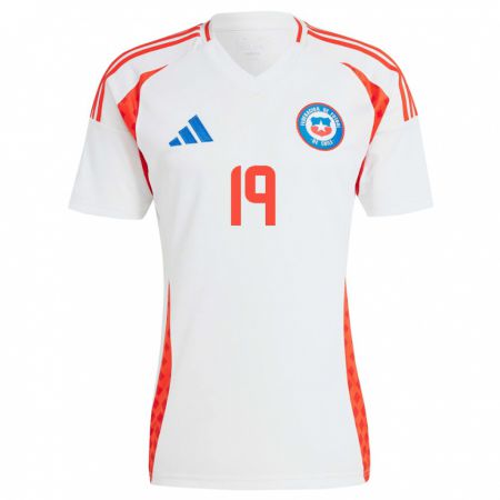 Kandiny Női Chile Valentina Navarrete #19 Fehér Idegenbeli Jersey 24-26 Mez Póló Ing