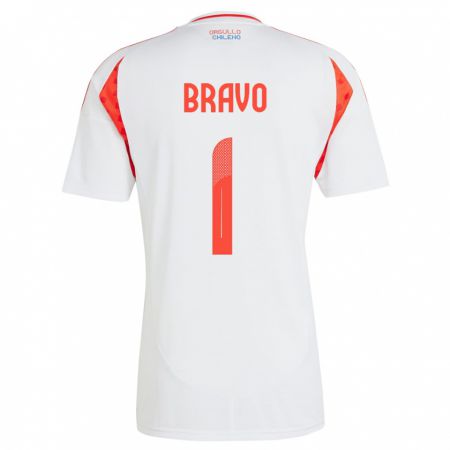 Kandiny Női Chile Claudio Bravo #1 Fehér Idegenbeli Jersey 24-26 Mez Póló Ing