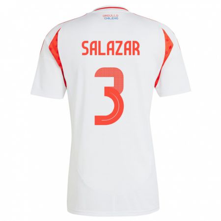 Kandiny Női Chile Yahir Salazar #3 Fehér Idegenbeli Jersey 24-26 Mez Póló Ing