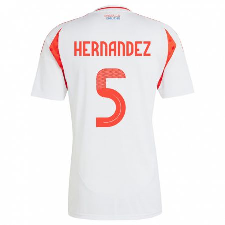 Kandiny Női Chile Monserrat Hernández #5 Fehér Idegenbeli Jersey 24-26 Mez Póló Ing