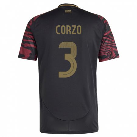 Kandiny Női Peru Aldo Corzo #3 Fekete Idegenbeli Jersey 24-26 Mez Póló Ing