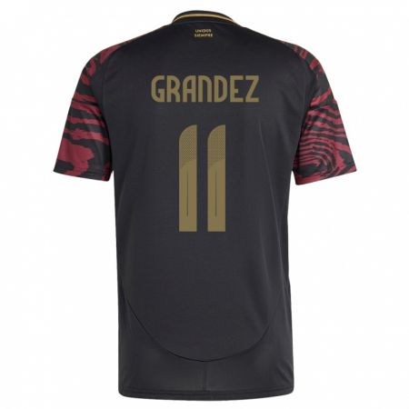 Kandiny Női Peru Guillermo Grández #11 Fekete Idegenbeli Jersey 24-26 Mez Póló Ing