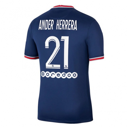 Férfi Labdarúgás Ander Herrera #21 Sötétkék Hazai Jersey 2021/22 Mez Póló Ing