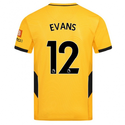 Férfi Labdarúgás Kate Evans #12 Sárga Hazai Jersey 2021/22 Mez Póló Ing